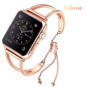 Yolovie Women Band for Apple Watch 38mm 42mm 40mm 44mm Stainless Steel Strap Fashion Metal Bracelet for iWatch Series5 4 3 2 1