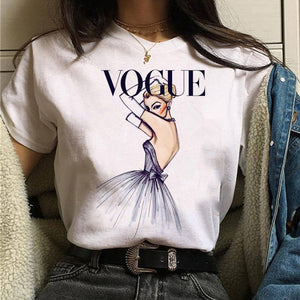 vogue princess t shirt aesthetic women fashion girls 90s tshirt harajuku ulzzang print Graphic summer t-shirt top tee female