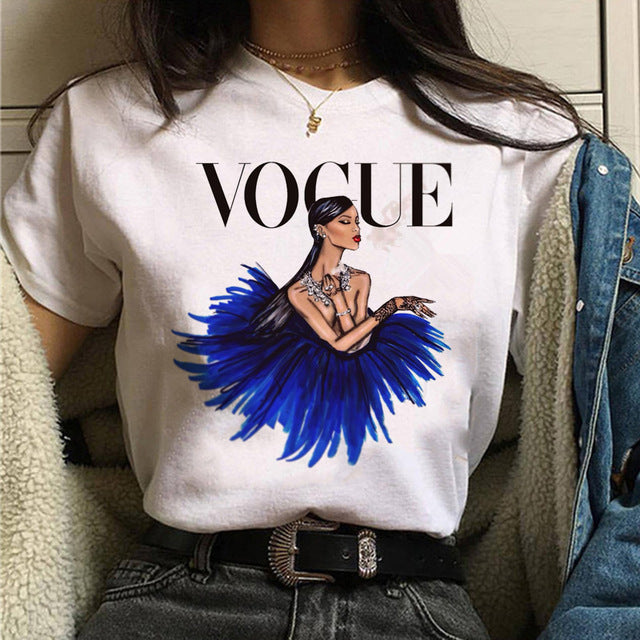 vogue princess t shirt aesthetic women fashion girls 90s tshirt harajuku ulzzang print Graphic summer t-shirt top tee female