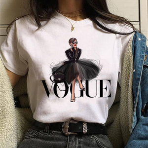 vogue princess t shirt aesthetic women fashion girls 90s tshirt harajuku ulzzang print Graphic summer t-shirt top tee female