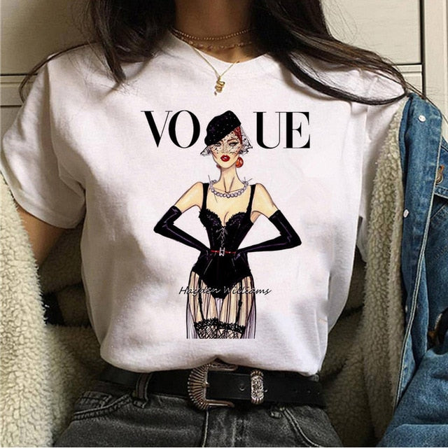 vogue princess t shirt aesthetic women fashion girls 90s tshirt harajuku ulzzang print Graphic summer t-shirt top tee female