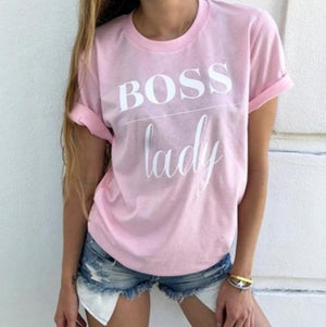 Boss Lady Letter Print T Shirt Women Short Sleeve O Neck Loose Tshirt 2019 Summer Women Tee Shirt Tops Camisetas Mujer