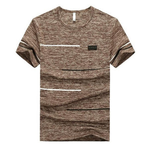 Plus Size 9XL Summer T shirts Men Clothing Polyester Male Tshirts Breathable Short Sleeve soft Comfortable Strip Top Tees O-Neck