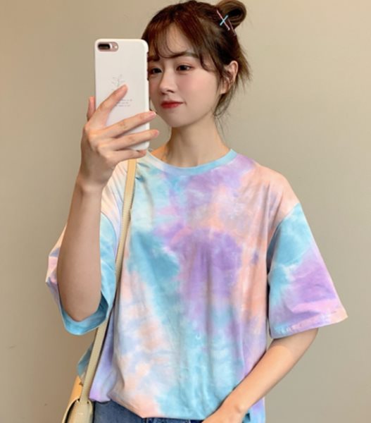 Woman Tie Dye Harajuku Funny Tshirt Summer poleras mujer de moda 2019 Hip Hop Tees Shirts Korean Tops fashion T-shirt футболка