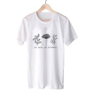 Harajuku No Rain No Flowers T Shirt Women Harajuku Garden Farm T-shirt White Soft Ringspun Tee In  Girls Ladies Clothing