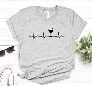 Wine Heartbeat Print T Shirt Women Short Sleeve O Neck Loose Tshirt 2020 Summer Women Tee Shirt Tops Camisetas Mujer