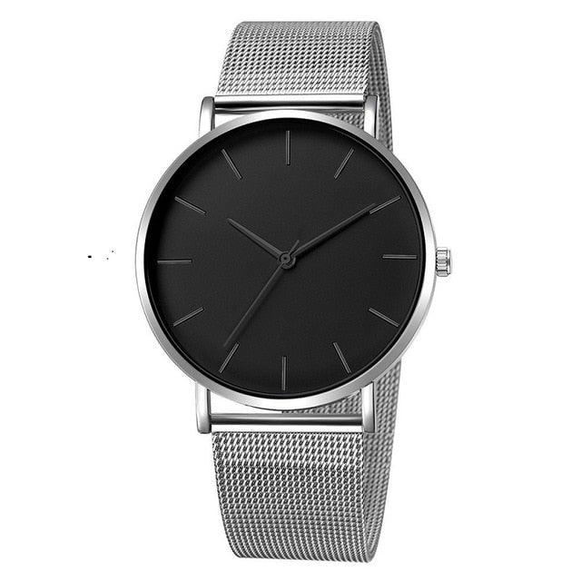 Luxury Watch Men Mesh Ultra-thin Stainless Steel Black Bracelet Wristwatches Male Watch Clock reloj hombre relogio masculino