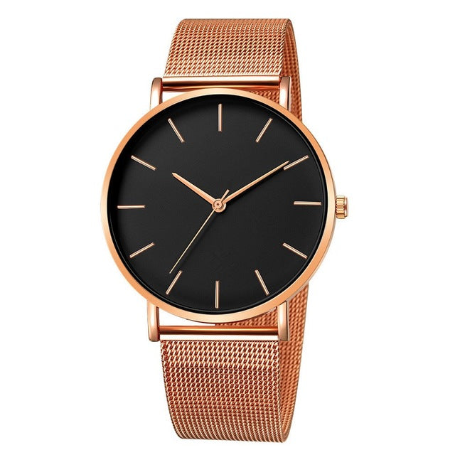 Luxury Watch Men Mesh Ultra-thin Stainless Steel Black Bracelet Wristwatches Male Watch Clock reloj hombre relogio masculino