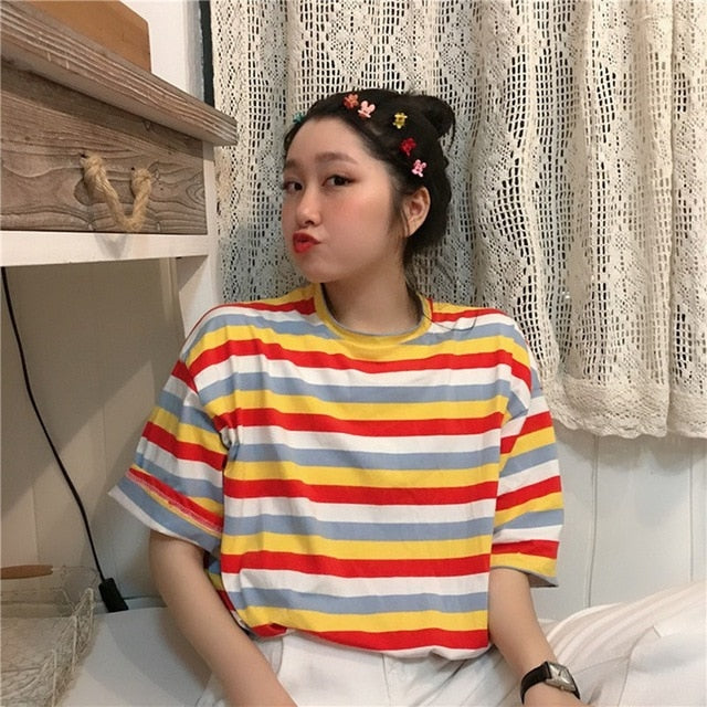 Woman Tie Dye Harajuku Funny Tshirt Summer poleras mujer de moda 2019 Hip Hop Tees Shirts Korean Tops fashion T-shirt футболка