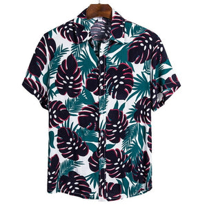 DIHOPE 2020 Quality Harajuku Beach Shirt Men Short Sleeve Hawaiian Shirt Casual Summer Floral Print Men Blouse Loose Surfing