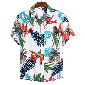 DIHOPE 2020 Quality Harajuku Beach Shirt Men Short Sleeve Hawaiian Shirt Casual Summer Floral Print Men Blouse Loose Surfing