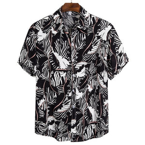 DIHOPE 2020 Quality Harajuku Beach Shirt Men Short Sleeve Hawaiian Shirt Casual Summer Floral Print Men Blouse Loose Surfing