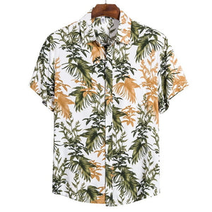 DIHOPE 2020 Quality Harajuku Beach Shirt Men Short Sleeve Hawaiian Shirt Casual Summer Floral Print Men Blouse Loose Surfing