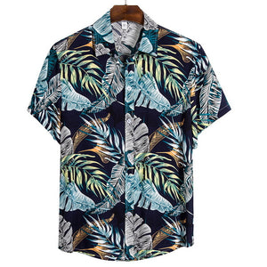 DIHOPE 2020 Quality Harajuku Beach Shirt Men Short Sleeve Hawaiian Shirt Casual Summer Floral Print Men Blouse Loose Surfing