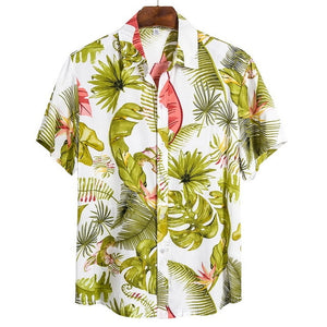 DIHOPE 2020 Quality Harajuku Beach Shirt Men Short Sleeve Hawaiian Shirt Casual Summer Floral Print Men Blouse Loose Surfing