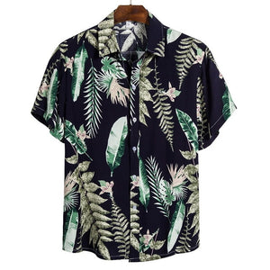 DIHOPE 2020 Quality Harajuku Beach Shirt Men Short Sleeve Hawaiian Shirt Casual Summer Floral Print Men Blouse Loose Surfing