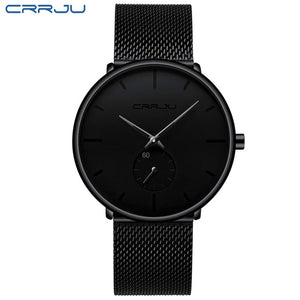 CRRJU Fashion Mens Watches Top Brand Luxury Quartz Watch Men Casual Slim Mesh Steel Waterproof Sport Watch Relogio Masculino