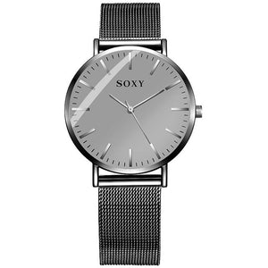 Men's Watch SOXY Brand Deluxe Quartz Clock Simple Dial Stainless Steel Strap Watch for Men Relogio Masculino Zegarek Meski