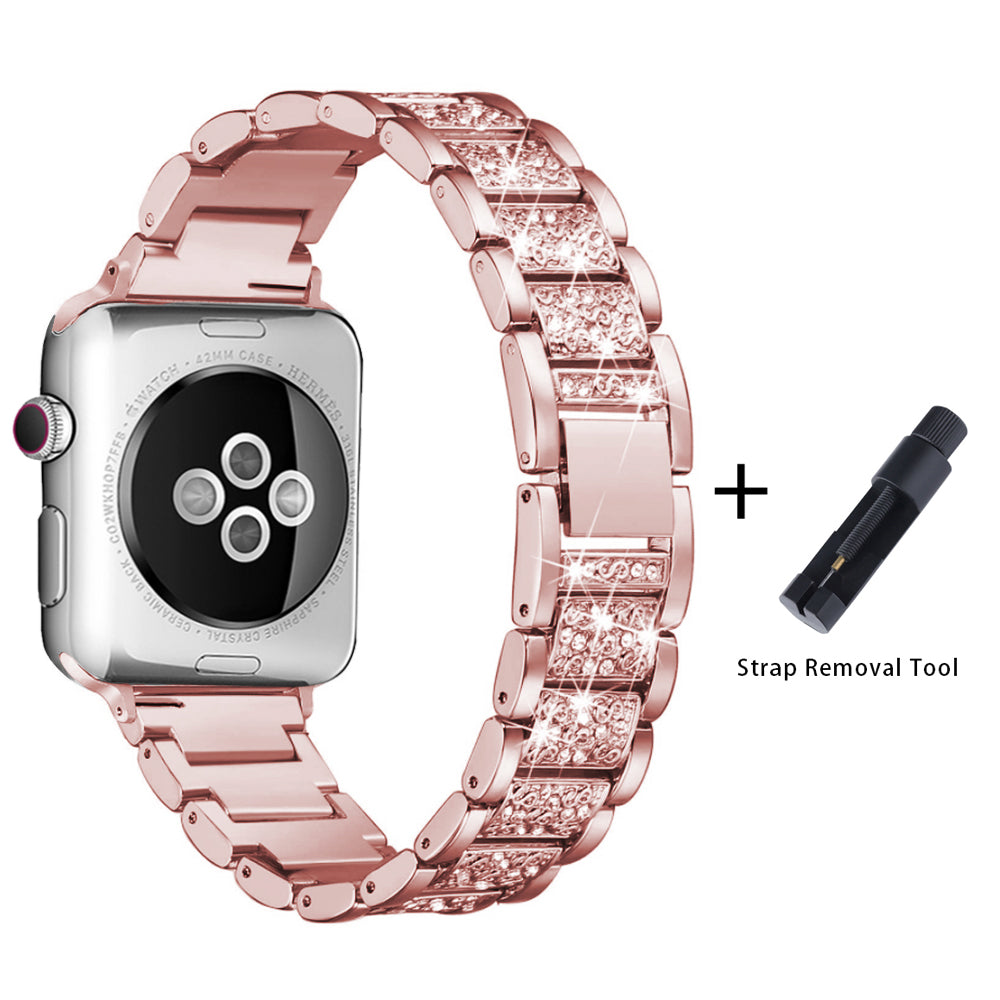 Band + Case Metal Strap For Apple Watch  Series 5 Strap 40mm 44mm Diamond Ring 38mm 42mm Stainless Steel Bracelet iwatch 4/3/2/1