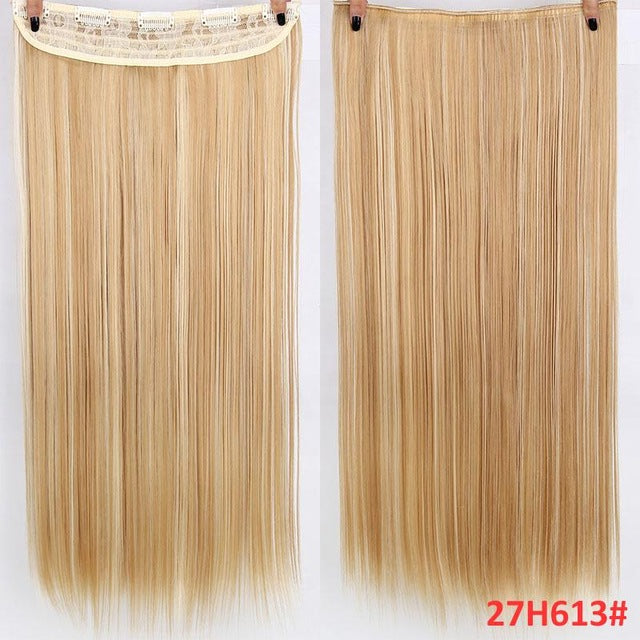 Pelo MERISI 5 Clips pelo sintético Clip largo recto en extensiones de cabello falso piezas de cabello negro para mujeres