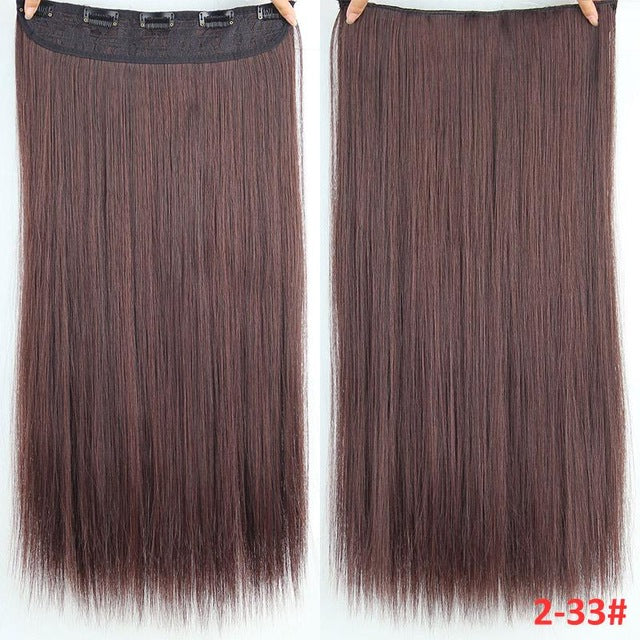 Pelo MERISI 5 Clips pelo sintético Clip largo recto en extensiones de cabello falso piezas de cabello negro para mujeres