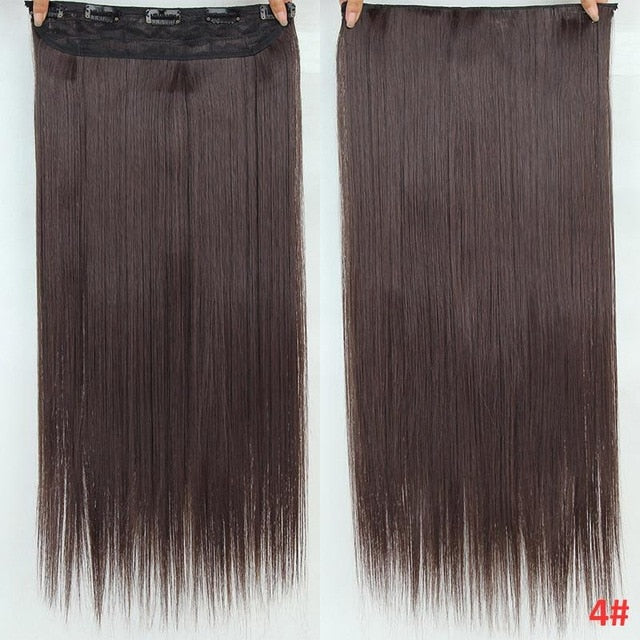 Pelo MERISI 5 Clips pelo sintético Clip largo recto en extensiones de cabello falso piezas de cabello negro para mujeres