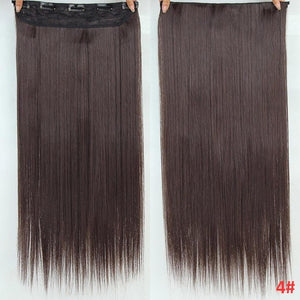 Pelo MERISI 5 Clips pelo sintético Clip largo recto en extensiones de cabello falso piezas de cabello negro para mujeres