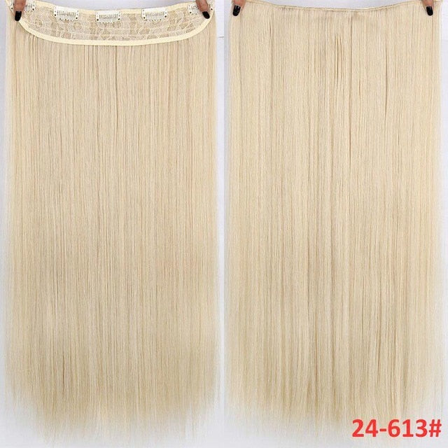 Pelo MERISI 5 Clips pelo sintético Clip largo recto en extensiones de cabello falso piezas de cabello negro para mujeres