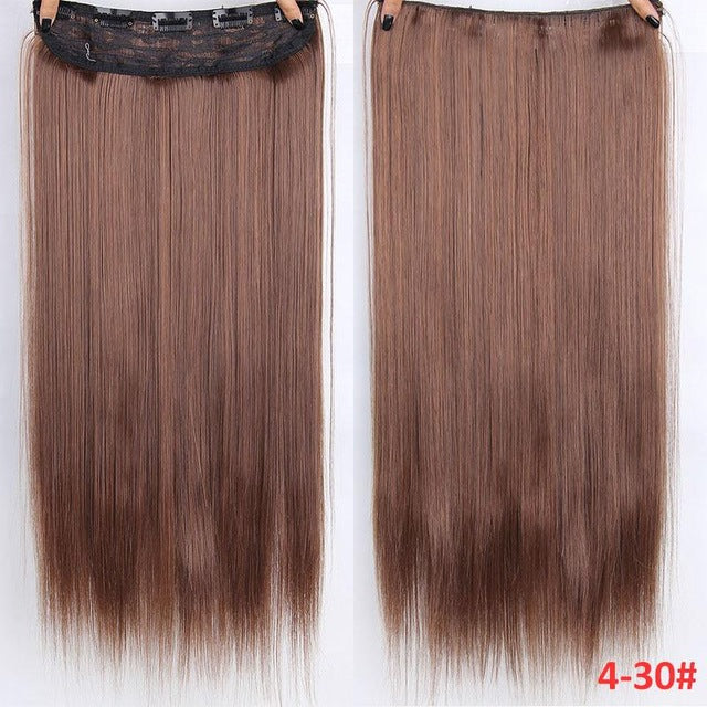 Pelo MERISI 5 Clips pelo sintético Clip largo recto en extensiones de cabello falso piezas de cabello negro para mujeres