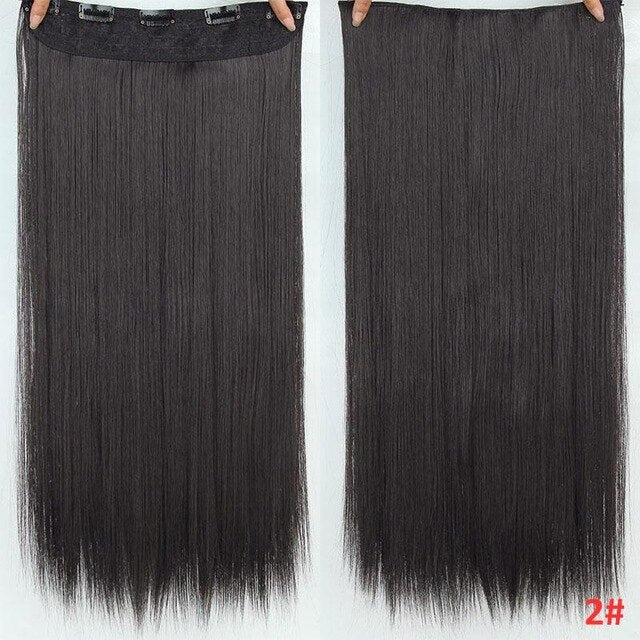 Pelo MERISI 5 Clips pelo sintético Clip largo recto en extensiones de cabello falso piezas de cabello negro para mujeres