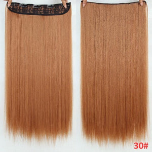 Pelo MERISI 5 Clips pelo sintético Clip largo recto en extensiones de cabello falso piezas de cabello negro para mujeres