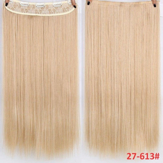 Pelo MERISI 5 Clips pelo sintético Clip largo recto en extensiones de cabello falso piezas de cabello negro para mujeres