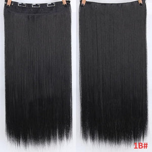 Pelo MERISI 5 Clips pelo sintético Clip largo recto en extensiones de cabello falso piezas de cabello negro para mujeres