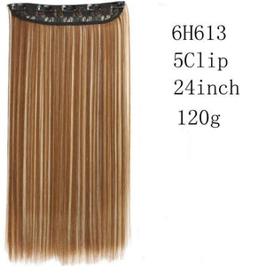 Pelo MERISI 5 Clips pelo sintético Clip largo recto en extensiones de cabello falso piezas de cabello negro para mujeres