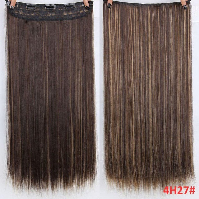 Pelo MERISI 5 Clips pelo sintético Clip largo recto en extensiones de cabello falso piezas de cabello negro para mujeres