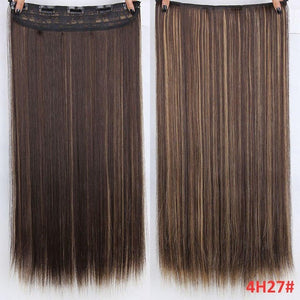 Pelo MERISI 5 Clips pelo sintético Clip largo recto en extensiones de cabello falso piezas de cabello negro para mujeres