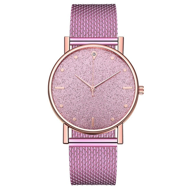 Cusual Ladies Watch Romantic Starry Sky Dial Women's Quartz Wristwatch Fashion Mesh Watch Gift Clock Droshipping Reloj Mujer@50