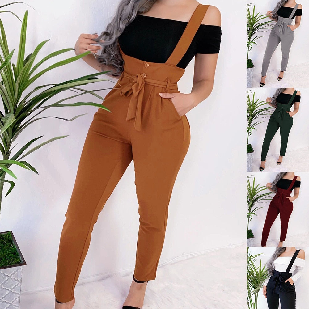 Autumn Winter Casual Straps Pencil Pants Fashion Women Solid Color Button belt Black trousers Lady Khaki gray green Office Pants