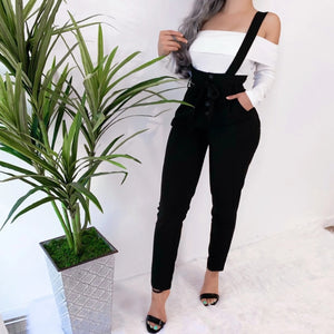 Autumn Winter Casual Straps Pencil Pants Fashion Women Solid Color Button belt Black trousers Lady Khaki gray green Office Pants