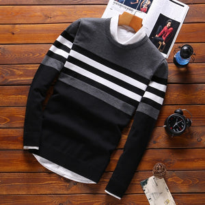 fashion Stitching Men's Sweaters Male Knitwear sweater warm patchwork Round Collar clothing cotton casual wool pullovers 2019