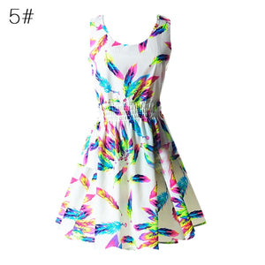 NEW Sexy Dress Women Chiffon Dress Sleeveless Sundress thin Vestidos Beach Floral Tank Mini Dresses Vestido 2019