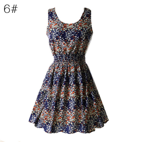 NEW Sexy Dress Women Chiffon Dress Sleeveless Sundress thin Vestidos Beach Floral Tank Mini Dresses Vestido 2019