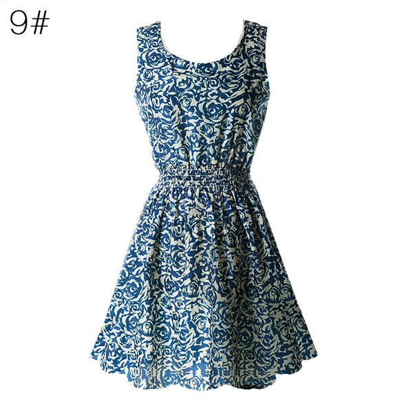 NEW Sexy Dress Women Chiffon Dress Sleeveless Sundress thin Vestidos Beach Floral Tank Mini Dresses Vestido 2019