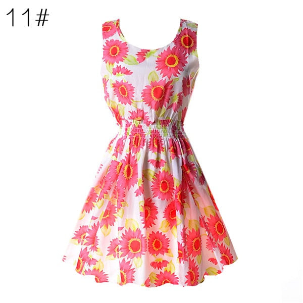 NEW Sexy Dress Women Chiffon Dress Sleeveless Sundress thin Vestidos Beach Floral Tank Mini Dresses Vestido 2019