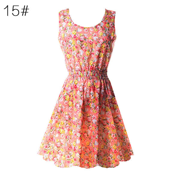 NEW Sexy Dress Women Chiffon Dress Sleeveless Sundress thin Vestidos Beach Floral Tank Mini Dresses Vestido 2019