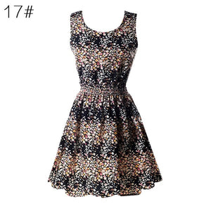 NEW Sexy Dress Women Chiffon Dress Sleeveless Sundress thin Vestidos Beach Floral Tank Mini Dresses Vestido 2019