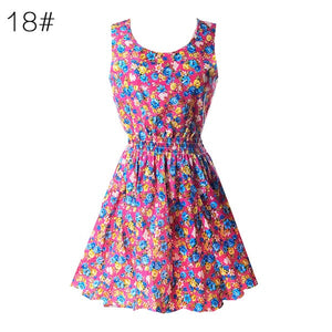 NEW Sexy Dress Women Chiffon Dress Sleeveless Sundress thin Vestidos Beach Floral Tank Mini Dresses Vestido 2019