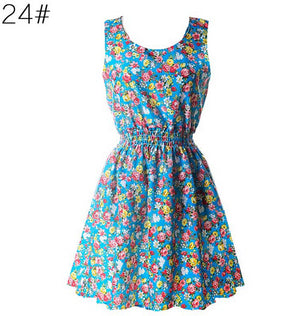 NEW Sexy Dress Women Chiffon Dress Sleeveless Sundress thin Vestidos Beach Floral Tank Mini Dresses Vestido 2019