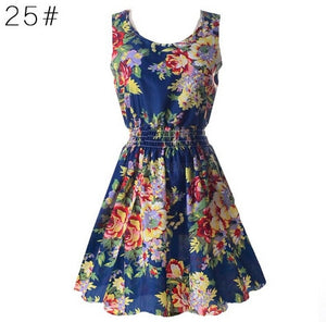 NEW Sexy Dress Women Chiffon Dress Sleeveless Sundress thin Vestidos Beach Floral Tank Mini Dresses Vestido 2019