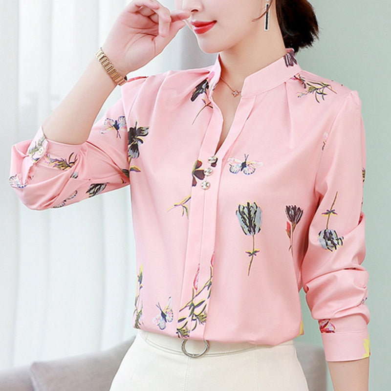 Oversized long sleeve chiffon blouse Women's office shirt casual tops pink blusas mujer de moda 2019 White blouses 5XL